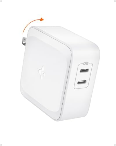 Effortless Power: Spigen 70 W Ga N II Dual USB-C Wall Charger – Fast Charging for Mac Book Pro, i Pad, i Phone & More – Compact Design for On-the-Go Efficiency with Dual Ports & 60 W Single Port Capability – Ultimate Compatibility & Enhanced Safety for All Your Devices