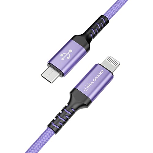 Apple C94 MFi Certified USB-C to Lightning Braided Charging Cable – 6 Ft Durable Nylon, Fast Charge for i Phone 14/13/12/11 Pro, Air Pods, and i Pad – Vibrant Purple for Enhanced Style and Performance