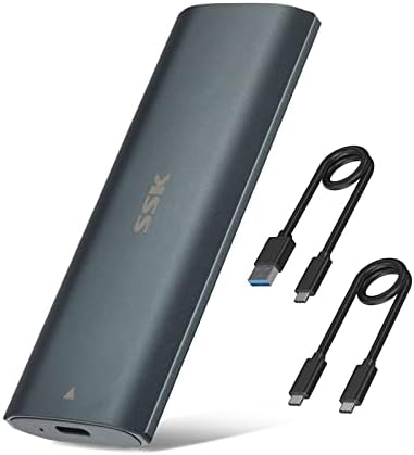 SSK Tool-Free M.2 NVME SATA SSD Enclosure Adapter – Ultra-Fast USB C 3.1/3.2 Gen 2 External Reader for PCIe and SATA SSDs – Optimized 10 Gbps Transfer Speeds – Compatible with 2230/2242/2260/2280 SSDs – Durable Aluminum Design for Enhanced Cooling and Portability – Ideal for Backup and Data Recovery Solutions