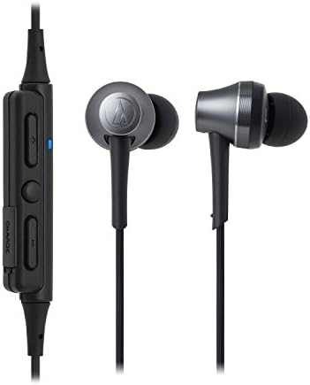 Audio-Technica ATH-CKR75 BT Wireless In-Ear Headphones – Superior Sound Quality with In-Line Mic & Control, Sleek Gun Metal Finish for Audiophiles and Everyday Use, Lightweight Aluminum Design for Ultimate Comfort and Enhanced Device Compatibility