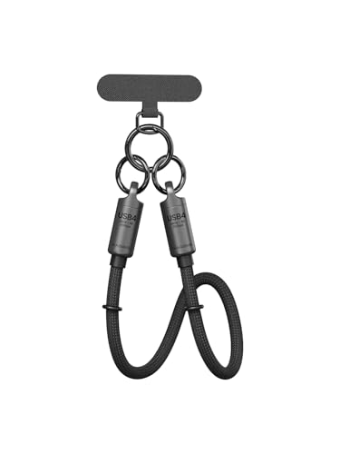 Hagibis 1 ft USB4 Cable with Lanyard – 80 Gbps High-Speed Data Transfer & 240 W Fast Charging for i Phone 16 Pro Max & i Pad Pro – Portable Grey USB C to Type-C Cable with 8 K@60 Hz Video Output – Ultimate Tech Accessibility and Performance