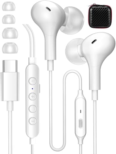 Elevate Your Audio Experience with APETOO USB-C Earbuds: Advanced Noise-Cancellation Technology, High-Fidelity Stereo Sound, 5 Customizable EQ Settings & 7 Voice Modulation Features – Perfect for Gaming, Music Listening, and Professional Recording – Ergonomically Designed in Sleek White for Ultimate Comfort and Enhanced USB-C Compatibility
