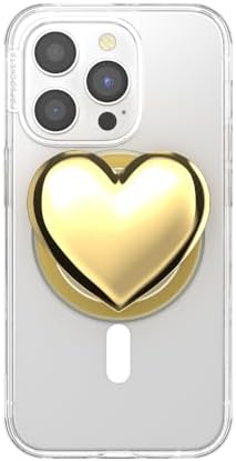 Elevate Your Smartphone Experience with the Mag Safe Compatible Pop Sockets Grip – Stylish Enamel Silver Heart Design, Magnetic Phone Stand & Secure Grip for i Phone, Ideal for Hands-Free Viewing & Effortless Wireless Charging, Customizable Swappable Top for Personal Flair