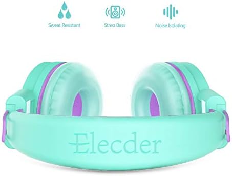 ELECDER i37 Foldable Kids Headphones – Lightweight, Adjustable On-Ear Wired Headphones in Vibrant Peach/Purple for School, Travel & Home Learning – Perfect Audio Companion for Young Learners & Teens with Comfortable Fit and Universal Device Compatibility