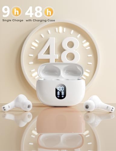 Experience Unmatched Audio Freedom with 2025 Advanced Bluetooth Wireless Earbuds – Big Bass Sound, 48-Hour Playtime, IPX7 Waterproof for Active Lifestyles, AI-Enhanced Hands-Free Calling for Seamless Connectivity with i Phone & Android – Ultimate Comfort, Durability, and Immersive Sound Quality