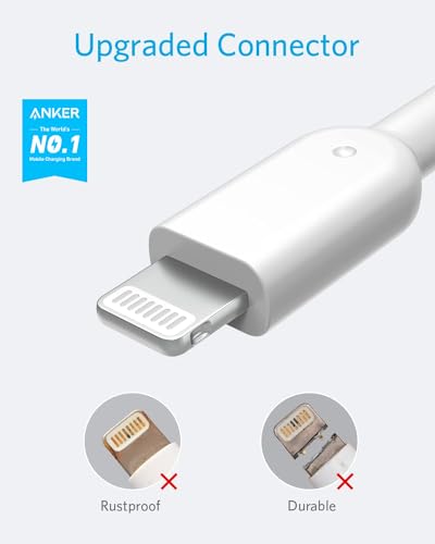 Powerline II Lightning Cable by Anker – MFi Certified 3 FT USB Charging & Sync Cord for i Phone 11, SE, Xs, XR, and More – Durable, High-Speed Data Transfer, Tangle-Free Design for Everyday Convenience and Travel