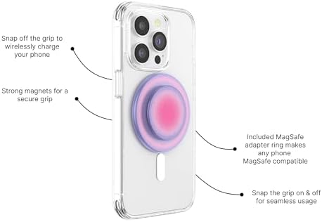 Vibrant Mag Safe Rainbow Glass Pop Socket Grip & Stand – Secure Hands-Free Kickstand for Effortless Wireless Charging and Enhanced Smartphone Functionality