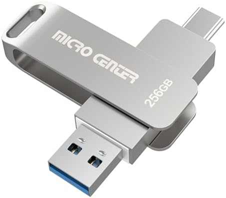 Unleash Your Storage Potential with the Micro Center 128 GB USB 3.2 Dual Drive – Fast 200 MB/s Transfer Speeds for Type-C & OTG Type-A Devices, Perfect for Android, Mac, and More – Sleek Swivel Metal Design for Ultimate Versatility and Durability