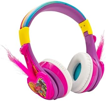 Trolls-Inspired Kids Bluetooth Headphones – Foldable Over-Ear Design with Safe Volume Limiting & Built-In Microphone for Hands-Free Learning and Calls – Ideal for School, Travel, and Home Use with Universal Device Compatibility