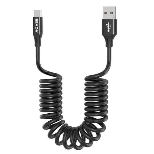 AGVEE 2 Pack 5 ft Coiled USB to USB-C Charging Cables – High-Speed 3 A Fast Charger for i Phone 16/15 Car Play, Galaxy S Series, and Google Pixel – Tangle-Free Design for Effortless Charging in Cars and at Home – USB-IF Certified for Quality and Safety – Durable, Compact, and Ideal for On-the-Go Power Solutions