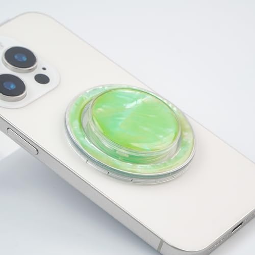 Chic Natural Abalone Shell Foldable Phone Grip – Magnetic Handle for Secure Smartphone & Tablet Handling, Stylish Accessory for Enhanced Portability and Aesthetic Appeal