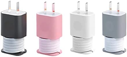4-Pack Premium Silicone Charger Protector & Cord Organizer for i Phone – 2-in-1 Adapter Case with Snapback Winder, Perfect Fit for 18 W/20 W Chargers – Tangle-Free Design for Home, Office & Travel – Durable & Stylish Charging Accessory