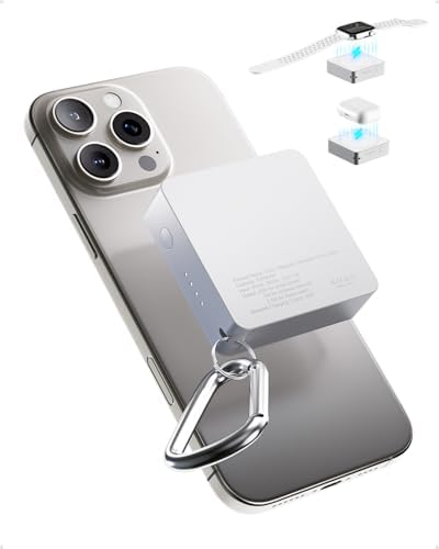 Ultra-Compact 5000 m Ah 3-in-1 Magnetic Power Bank for i Phone – 20 W Fast Wireless Charging for i Phone 15/14/13/12, Apple Watch, and Air Pods – Sleek Classic Silver Design for Effortless Travel and Universal Device Compatibility – Lightweight and Durable Battery Pack with Advanced Safety Features