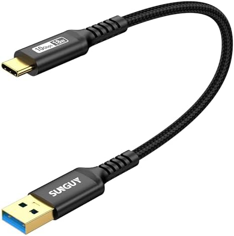 SUNGUY USB C Android Auto Cable 1FT[5Pack], 10Gbps USB C 3.1 Gen2 USB A to USB C Data Transfer Cable, 3A Fast Charging USB Type C Cord for iPhone 16 15 Pro/Pro Max/Plus, Samsung Galaxy S24, Pixel – Enhanced Compatibility and Speed