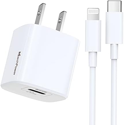 Ultra-Fast i Phone Charger Bundle – MFi Certified 6 FT USB-C to Lightning Cable with 20 W PD3.0 Quick Charge Block for Rapid Power Delivery – Compatible with i Phone 14, 13, 12, SE, 11 Pro Max, XS, XR & i Pad – Durable, Compact Design for Everyday Use