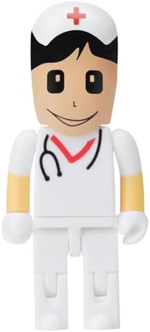 Charming Cartoon Nurse 64 GB USB Flash Drive – Adorable Pink Thumb Drive for Effortless Data Storage, USB 2.0 Compatible Memory Stick for Professionals and Students Alike