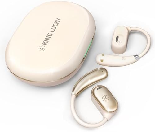 King Lucky Wireless Sport Earbuds – Ultra-Light Open Ear Design with Bluetooth 5.3 for Seamless Connectivity, 60-Hour Playtime, Dual Device Support in Grey-Black – Perfect for Active Lifestyles and Enhanced Situational Awareness