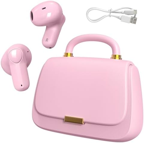 Elevate Your Audio Experience with ANCwear Bluetooth 5.3 True Wireless Earbuds – High-Fidelity 13 mm Drivers for Audiophiles, Chic Mini Handbag Charging Case, 22-Hour Playtime in Elegant Classic Pink – Ideal for Professionals and Music Enthusiasts On the Move