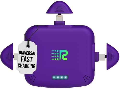 Universe 3 in 1 Portable Charger – 3300 m Ah High-Speed Power Bank, 2.4 A Output, Stylish Purple Design, Simultaneously Charges 3 Devices Including i Phone & Android via Lightning, Type C, Micro-USB – Perfect for On-the-Go Power Solutions and Enhanced Compatibility