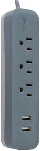 Globe Electric Designer Series 3-Outlet Power Strip in Chic Rose Finish – Stylish Surge Protector with Enhanced Compatibility and Fast Charging for Modern Homes and Offices