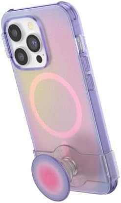 Pop Sockets i Phone 14 Pro Case with Integrated Slidable Grip & Kickstand – Pink Opalescent – Ultimate Wireless Charging Compatibility, 10 ft Drop Protection, and Easy Mag Safe Integration for Enhanced Mobile Experience