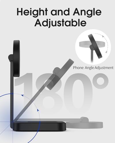 Versatile Magnetic Charging Station for i Phone 12-16 Series & Air Pods – Foldable Wireless Charger with Mag-Safe Technology, Compact Design for Multiple Devices, Integrated Phone Holder for Hands-Free Use, Perfect for Home & Travel