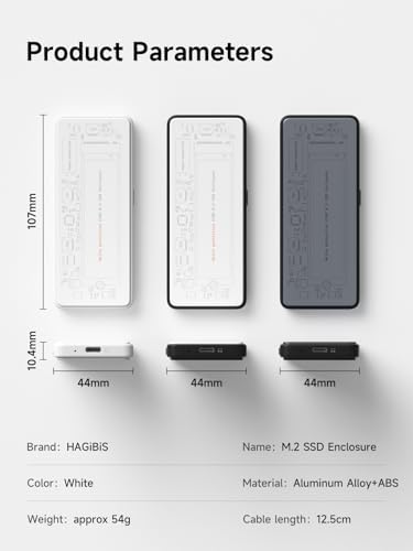 Hagibis M.2 NVMe SSD Enclosure – Ultra-Fast USB-C 3.2 Gen2 Adapter with Write Protection, 100 W PD Support for i Phone 16/15 Pro Max & Mac Book Pro – Sleek, Portable Design for Secure Data Transfers and Enhanced Storage Solutions