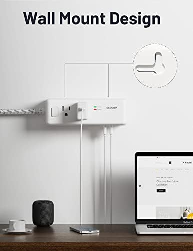 ELEGRP Surge Protector Power Strip with 3 AC Outlets & 3 USB Ports – 65 W Fast Charging USB-C Extension Cord, 5 FT Versatile Charging Station for Home and Office, Compact Design for Safe Device Protection