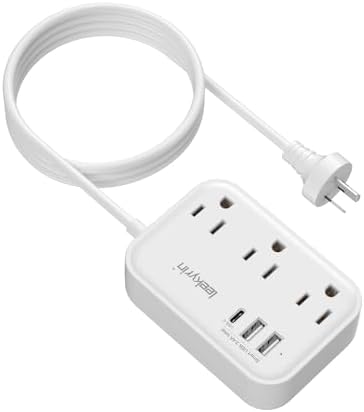 Unlock Seamless Global Connectivity with the Leekyrin Universal Power Adapter for Australia & New Zealand – 3 AC Outlets & 3 USB Ports (1 USB-C) for Fast, Reliable Charging in AU, NZ, China, Argentina, and Fiji – Perfect for Travelers Demanding Versatile Power Solutions and Enhanced Safety Features
