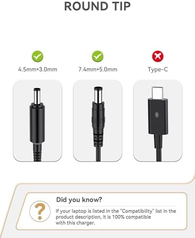 High-Power 130 W USB-C Charger for Dell Laptops – Fast Charge Your XPS 15, 17, Precision & Latitude Models with Ultimate Compatibility and Safety Assurance, Includes Power Supply Cord for Efficient Recharging
