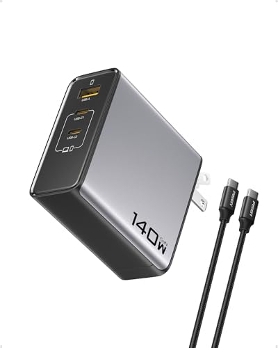 PISEN 140 W Ga N USB-C Fast Charger – High-Efficiency 3-Port Power Adapter with PD3.1 Technology, Foldable Design & 6 FT Type-C Cable for Rapid Charging of Mac Book, Laptops, i Phone & Samsung Devices – Ultimate Charging Solution for Professionals and Travelers