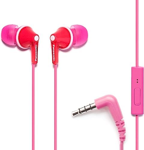 Panasonic Ergo Fit Wired Earbuds with Microphone – Superior Sound Quality with Ergonomic Comfort, Universal 3.5 mm Jack Earphones for Phones and Laptops in Stylish Metallic Purple – Custom-Fit Earpieces (S/M/L) for Optimal Audio Experience and Hands-Free Calls – RP-TCM125-VA