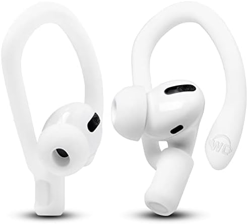 Patented WC Hook Z – Upgraded Over-Ear Hooks for Air Pods Pro 1, 2 & Air Pods 1, 2, 3 | Secure Fit Earbud Accessories with Unique Left & Right Design | Two Size Pairs Included | Winter White | Premium Quality by Wicked Cushions for Maximum Comfort and Stability