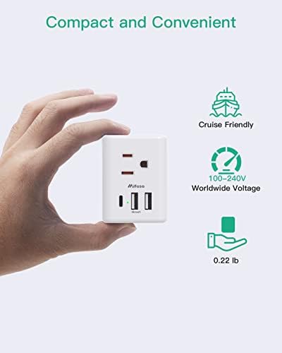 Universal European Travel Power Adapter with Dual USB-C Charging Ports – 3 Outlet Type E/F Plug for Effortless Device Connectivity in France, Portugal, Germany, and Beyond – Essential Travel Companion for Seamless Power and Fast Charging on Your European Adventures