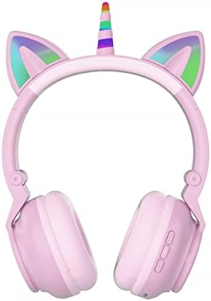 Enchanting Unicorn Wireless Headphones for Kids – Stylish Pink Foldable Design with Light-Up Features, Perfect for Tablets and Toddlers – Superior Sound Quality and Comfort for Magical Listening Adventures – Durable, Adjustable, Tangle-Free Fun for Every Little Girl