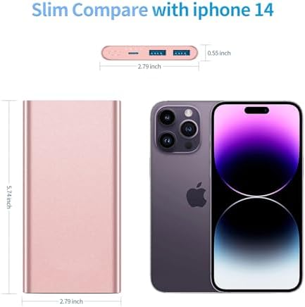 High-Capacity 12000 m Ah Portable Power Bank – Fast Charging USB-C Battery Pack for i Phone 15/14/13/12/11 Pro Max, i Pad, Samsung & Android – Stylish E-Mint & Pink Design with 3 A Quick Charge Technology for On-the-Go Convenience