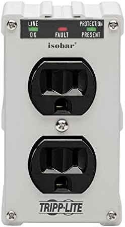Tripp Lite Isobar ISOBLOK2-0 Industrial Heavy Duty Outlet Extender – Rugged Surge Protector Power Strip with 2 Grounded Outlets, Direct Plug-in Metal Design for Workshop & Garage Use – EMI/RFI Noise Filtering for Enhanced Equipment Safety and Efficiency