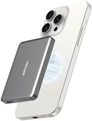 Magnetic Portable Charger – 10,000 m Ah Wireless Power Bank with 20 W PD Fast Charging for i Phone 16/15/14/13/12 & Air Pods – Durable Alloy Design for Effortless Travel & Seamless Compatibility – Sleek Black Finish for Modern Aesthetics