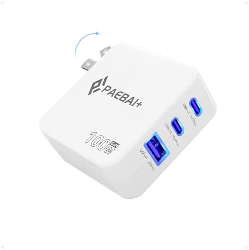 Ultimate 100 W USB-C Fast Charger Block – Tri-Port Ga N Wall Adapter for Mac Book Pro, Dell XPS, i Phone 16/15, Samsung Galaxy & i Pad Pro – Compact & Travel-Ready Charging Solution for All USB-C Devices