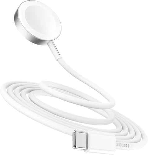Premium 5 W Fast Charging USB C Cable for Apple Watch – 6 ft Magnetic Charger, MFi Certified, Compatible with Series SE2/8/7 & All Sizes 38 mm to 45 mm – Reliable & Efficient Power Solution for On-the-Go Users