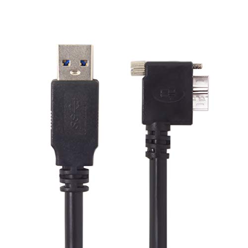 Chenyang 90-Degree Micro USB 3.0 Cable – Type A Male to Micro B Male, 3 M High-Speed Connector for Industrial Cameras & Devices, Enhanced Durability with Mount Panel Screws, Perfect for Tight Spaces and Optimal Cable Management