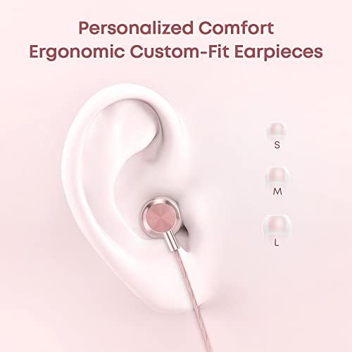 Discover the M30 Lightweight Rose Pink Wired Earbuds – Perfectly Engineered for Small Ears with Noise-Isolating Technology and Built-in Microphone for Women and Teens, Delivering All-Day Comfort and Exceptional Sound Quality Across All 3.5 mm Devices