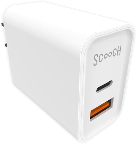 Scooch 20 W Fast Dual-Port Wall Charger – Sleek USB-A & USB-C Power Delivery Adapter for Rapid Device Charging, Compact Travel-Friendly Design with Elegant White Finish, Ideal for Universal Compatibility and Safe Operation