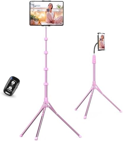 Aureday 67” Adjustable Tripod Stand for Tablets and Smartphones – Versatile Holder for i Pad Mini/Air/Pro, Kindle, Switch, and More – Perfect for Streaming, Video Conferencing, and Content Creation with Enhanced Stability and Portability