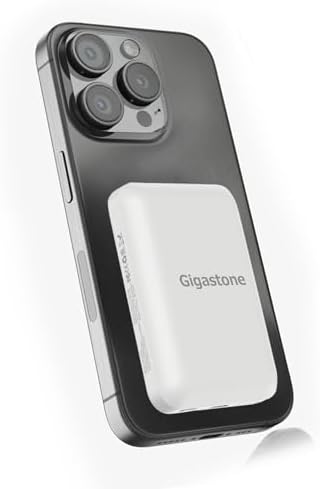 Gigastone 5000 m Ah Magnetic Wireless Power Bank – Ultimate Portable Charger with Type-C Fast Charging for i Phone 12/13/14/15 – Effortless Magnetic Alignment and Lightweight Design for On-the-Go Charging Solutions