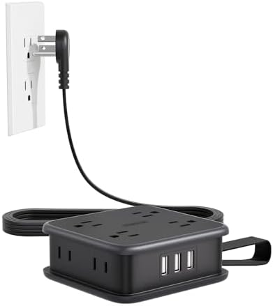 Maximize Connectivity with NTONPOWER 8-Outlet Flat Extension Cord & 3 USB Ports – 6 FT Wall-Mounted Power Strip for Home, Office, and Dorm Use – Space-Saving Design with Surge Protection and High-Speed Charging for All Your Devices