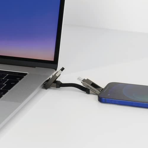 Versatile 6-in-1 Keychain USB Charger – Rolling Square In Charge 6 with USB C, Lightning, and Micro-USB Connectors for Fast Charging – Universal Compatibility for Smartphones and Devices – Compact, Durable Design with 15 W Output – Essential Portable Charging Solution for On-the-Go Power