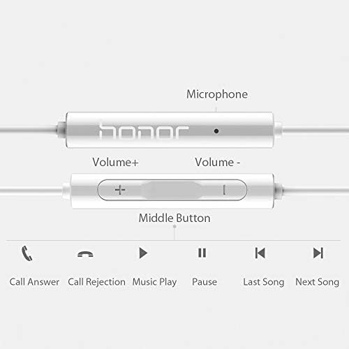 HUAWEI Honor AM115 Wired Earphones – Premium Half In-Ear Headset with 3.5 mm Jack, Built-In Microphone, and Ergonomic Comfort for Unmatched Sound Quality on Huawei P10, P20 Lite, and Tablets – Ideal for Music, Calls, and Easy Volume Control