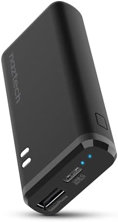 Naztech 4000 m Ah Portable Power Bank – Fast Dual-Port Charger with Type C & USB, High-Speed Charging for i Phone 16/15/14 & Galaxy S24/S23 – Sleek Design with LED Battery Indicator for On-the-Go Convenience