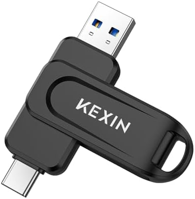 KEXIN 256 GB Dual USB C Flash Drive – Versatile High-Speed 100 MB/s Memory Stick for i Phone 15/16, Tablets & Game Consoles – Swivel Design for Maximum Portability and Compatibility